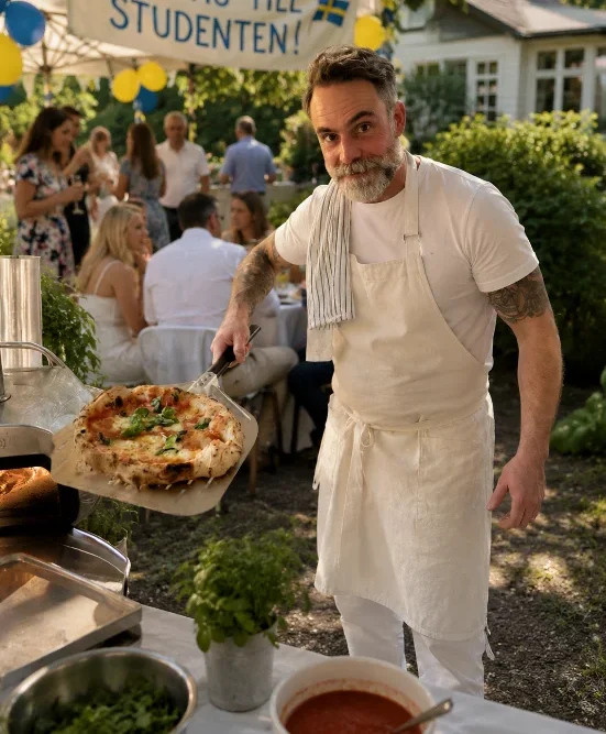 That's amore serverar pizzacatering till student