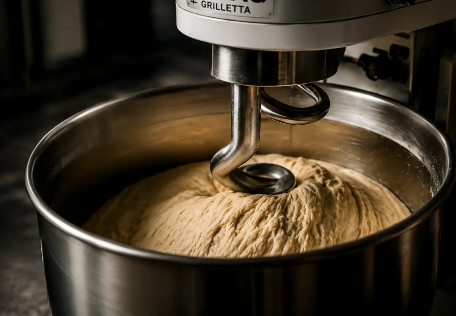deg knådas i spiralmixer Famag Griletta