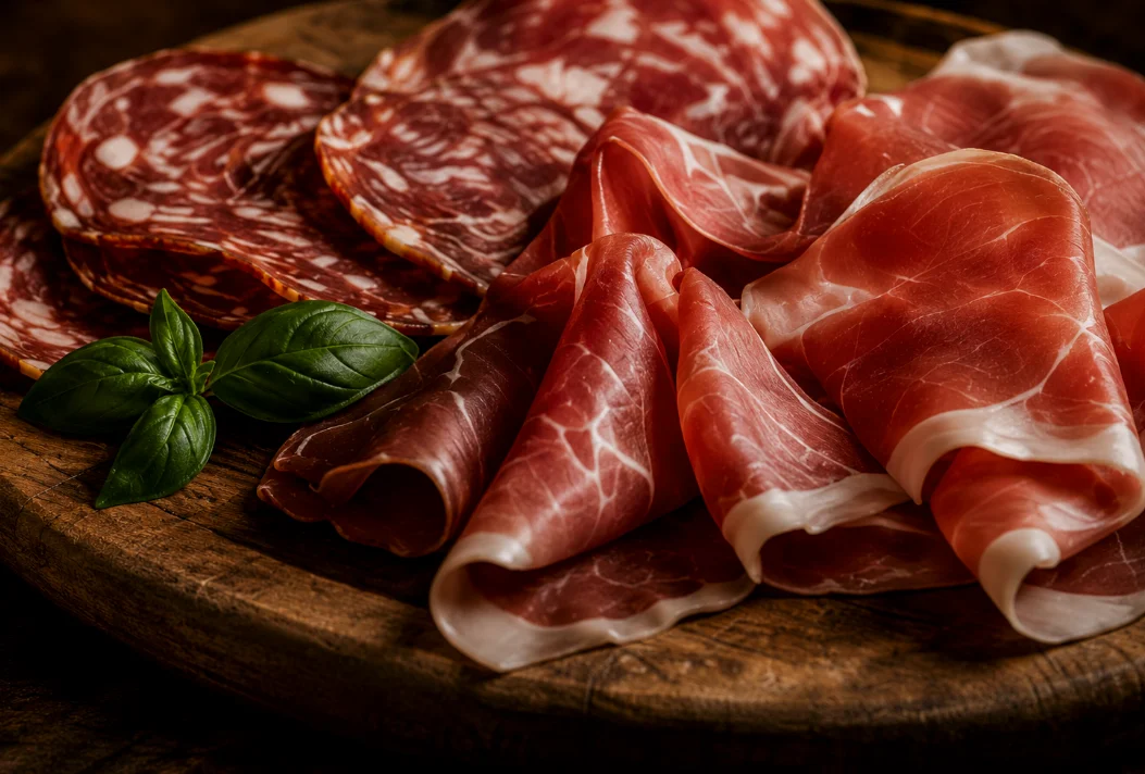 Salami från Napoli och parmaskinka från Parma