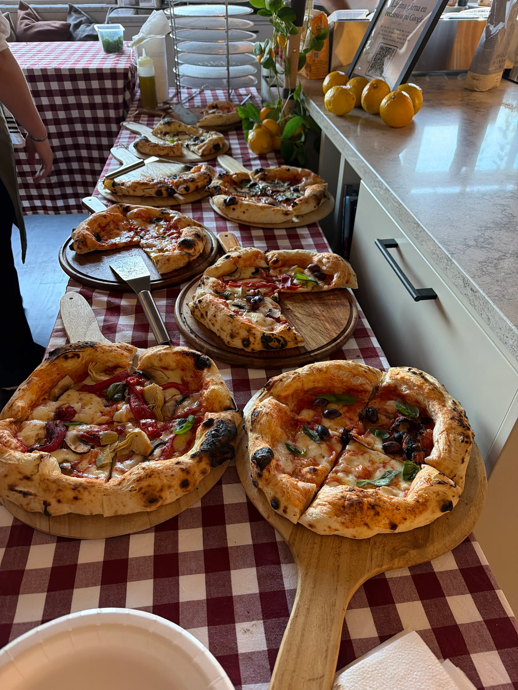 Bild från kund på pizzor under ett event i Stockholm